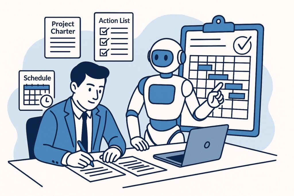 Zarządzanie projektami: Masz poprowadzić projekt?
Wielu menedżerów w tym momencie otwiera nowy plik, zapisuje nazwę projektu i… działa. Dokumenty? Czasem ktoś wspomni o karcie projektu, czasem o harmonogramie, ale zwykle pojawia się myśl: „nie mamy czasu na papierologię”.